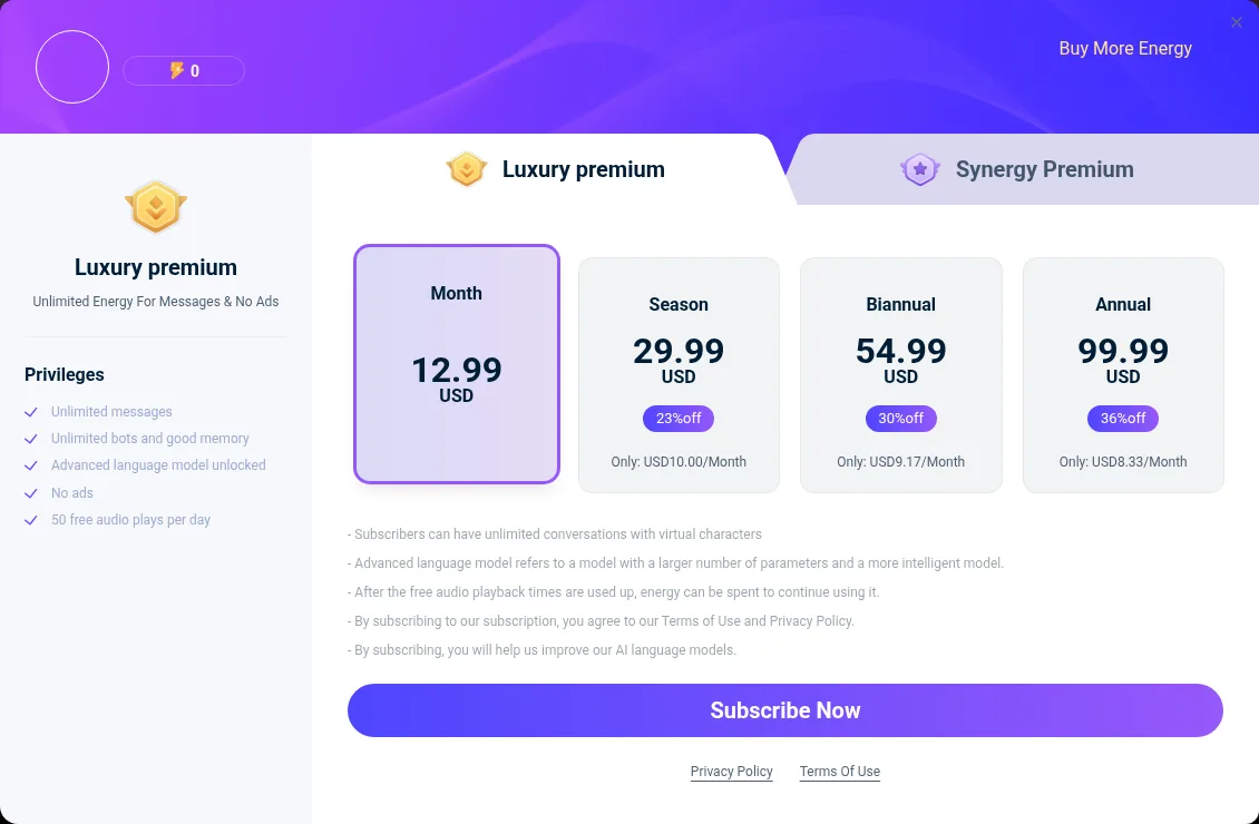Hiwaifu Luxury Premium pricing